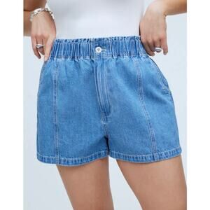 Madewell Denim Pull On Paperbag Shorts Jean in Bunten Wash Size 33 Utility
